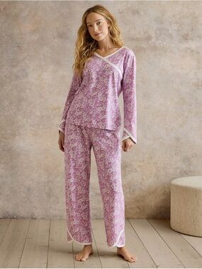 Garnet Hill Asian Wrap Organic Cotton Pajamas